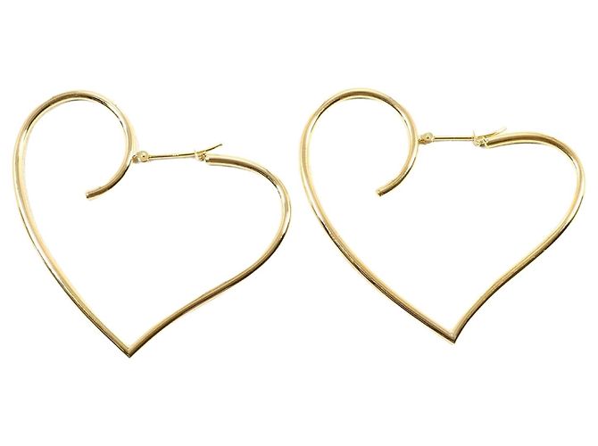 Autre Marque Brincos de argola em ouro amarelo 18K Dourado
