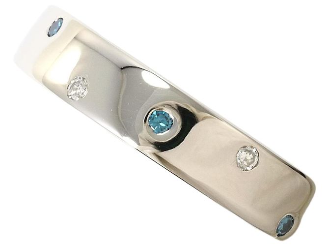 Autre Marque Platinring mit blauen Diamanten