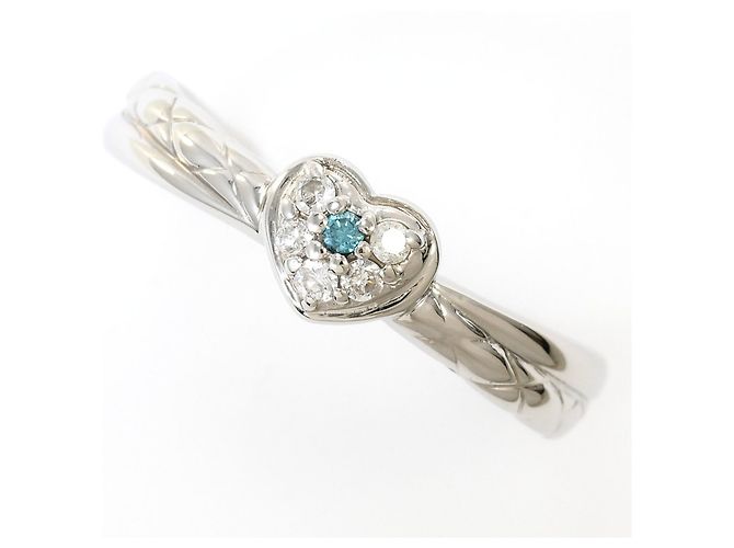 Autre Marque PT900 Platinring mit blauem Diamanten