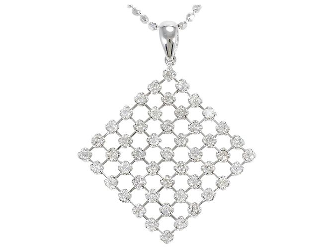 Autre Marque Collar de oro blanco de 18K con diamante Dorado