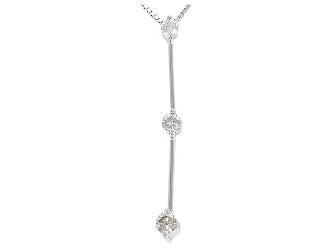 Autre Marque Collar de oro blanco de 18K con diamante Dorado