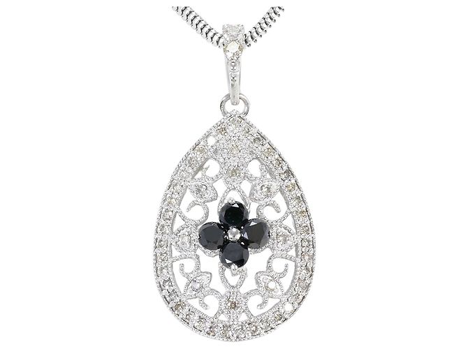 Autre Marque Collar de oro blanco de 18K con diamantes negros Dorado