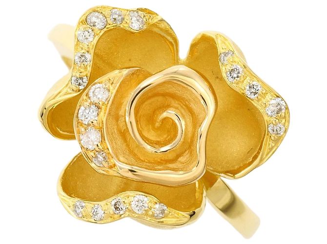 Autre Marque 18K Gelbgold-Ring mit Diamant Golden