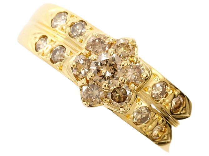 Autre Marque 18K Gelbgold-Ring mit braunem Diamanten Golden