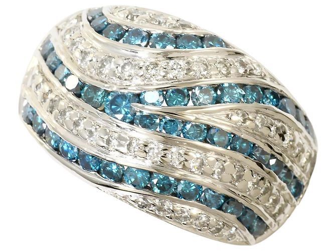 Autre Marque PT900 Platinring mit blauem Diamanten