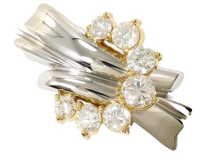 Autre Marque Platin- und 18K Gelbgold-Ring mit Diamant Golden