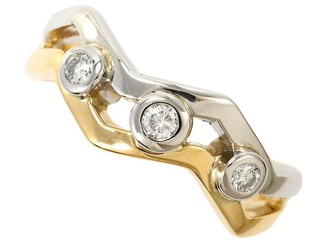 Autre Marque Anello a fascia in platino PT900 e oro giallo 18K D'oro