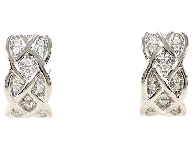 Autre Marque Orecchini a cerchio in oro bianco 18K e diamanti D'oro