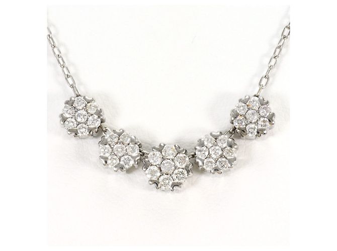 Autre Marque Colar de ouro branco 18K e diamantes Dourado