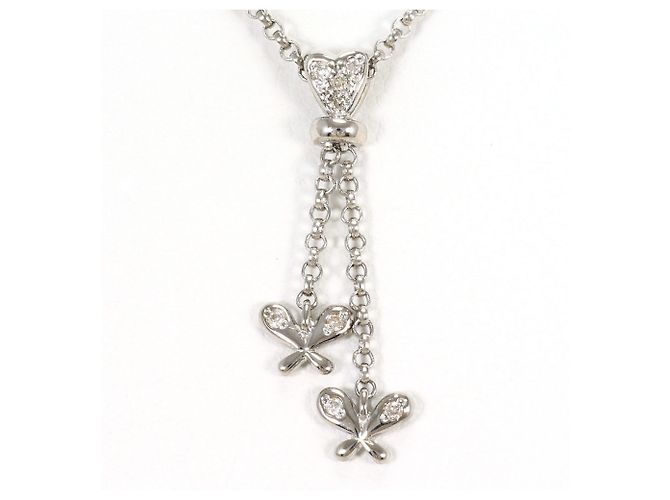 Autre Marque Colar de ouro branco 18K com diamante Dourado