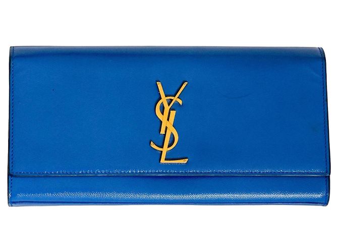 Saint Laurent Cassandre YSL in royal blue patent leather