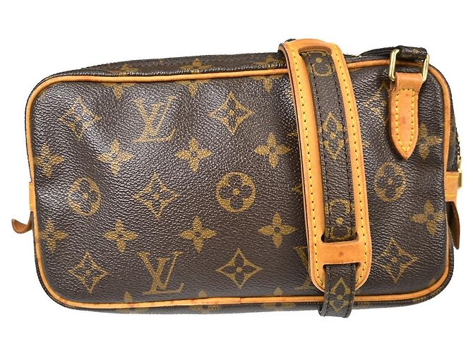 Borsa Louis Vuitton Pochette Marly Bandouliere in Canvas Monogram medium Marrone