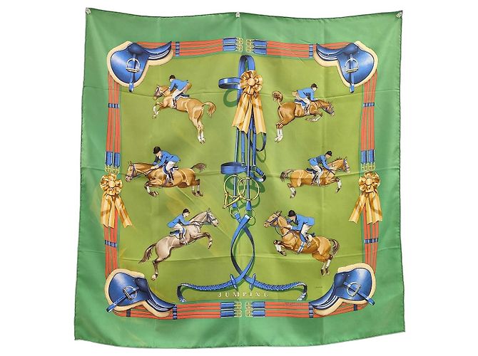 Hermès Hermes Carré 90 Seta multicolore 90 x 90 Verde