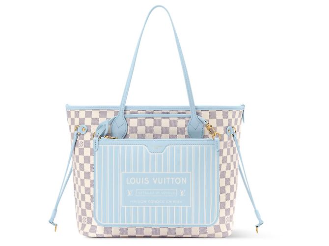Louis Vuitton Neverfull MM Damier Azur Canvas Azul claro Damier ebene