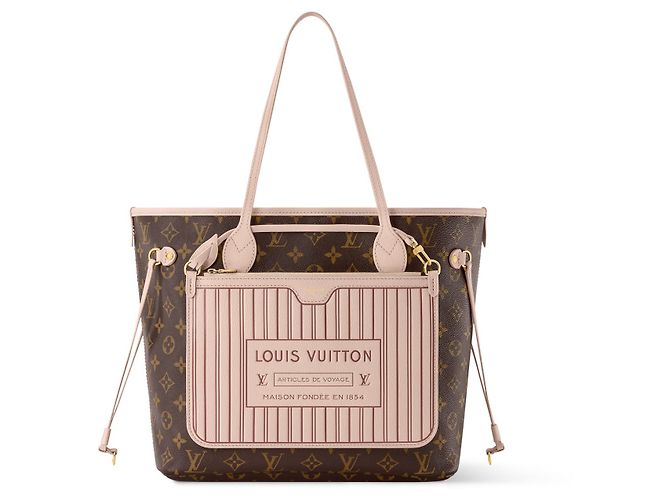 Bolsa Louis Vuitton Neverfull MM Monogram Inside Out Marrom Rosa