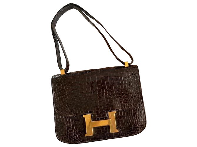 Bolsa Hermès Constance em crocodilo Marrom