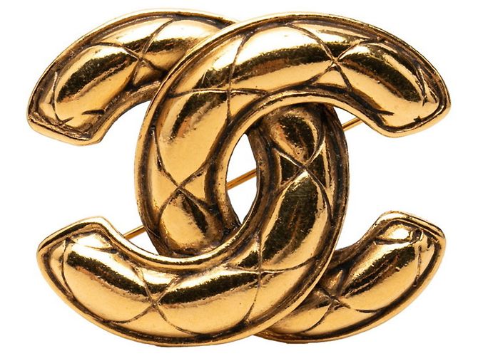 Chanel Coco Mark Matelassé Brosche Golden