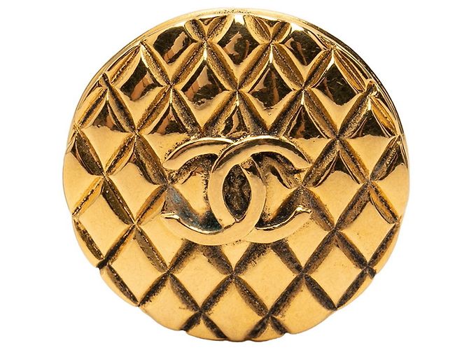 Chanel Coco Mark Vintage Rund Brosche Golden