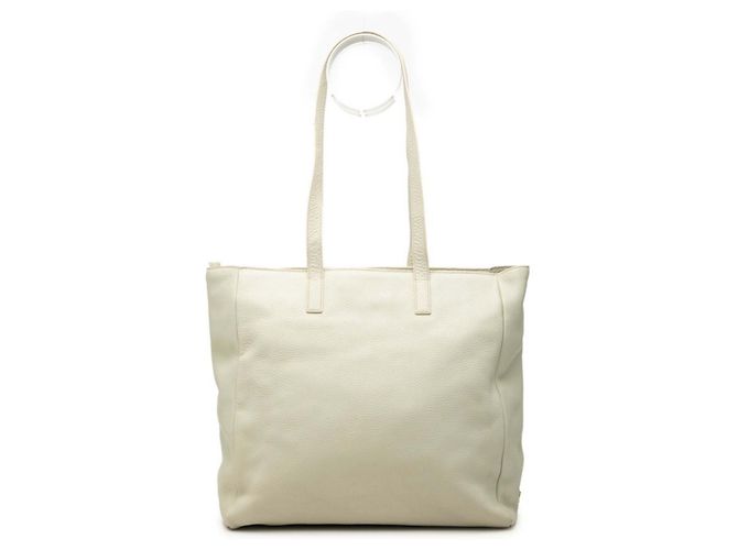 Prada Triangle Logo Plate Tote Bag Weiß Grün