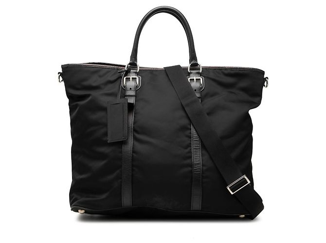 Prada Triangle Logo Plate Handbag/Shoulder Bag Black