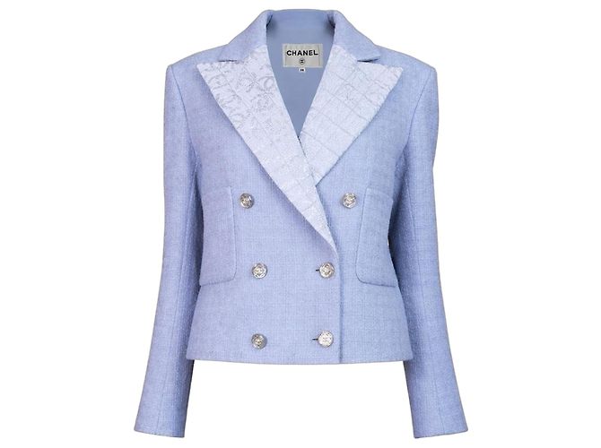 Chanel Fall 2021 Lavender Tweed Jacket with CC Logo