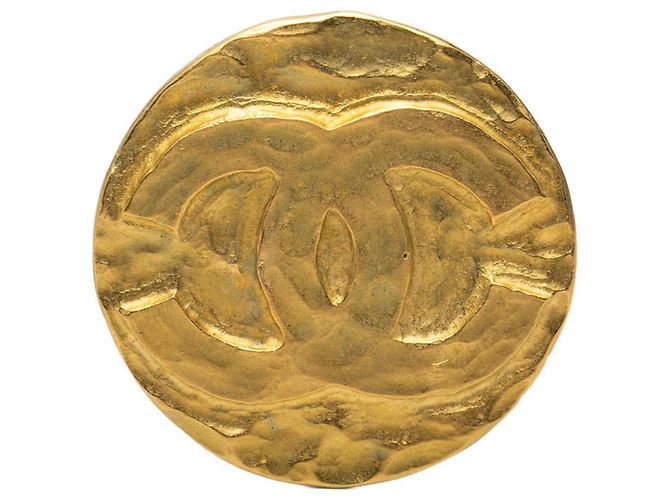 Timeless Spilla rotonda vintage Chanel Coco Mark D'oro 