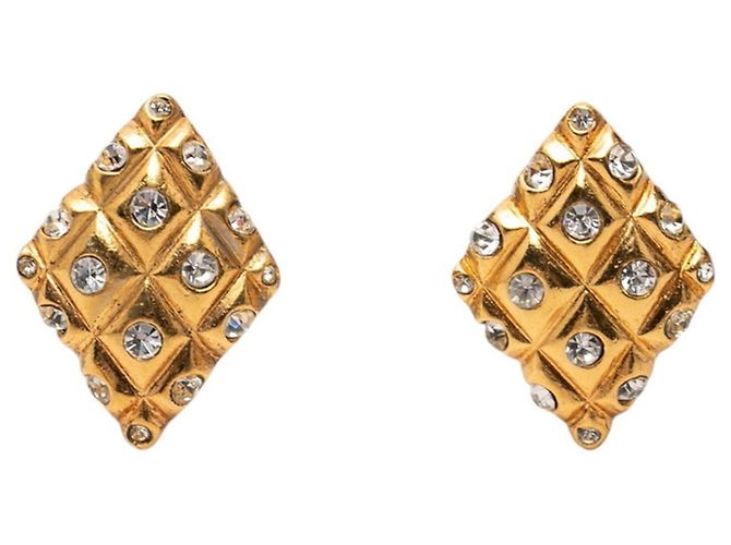 Orecchini a clip Chanel placcati oro e strass D'oro