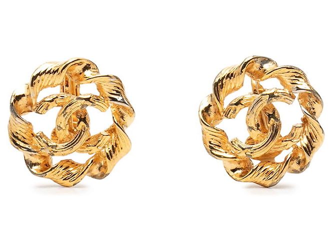Chanel Coco Mark runde Clip-Ohrringe in Gold Golden