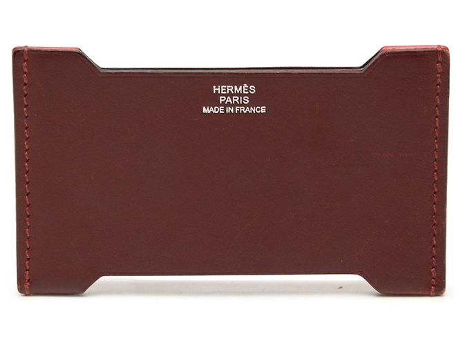 Hermès Hermes Manhattan Card Case in Bordeaux Leather Red Dark red