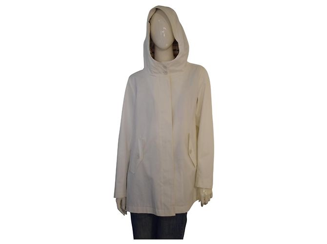 Herno Officina Tessile Trench de Algodón con Capucha - Off White Blanco