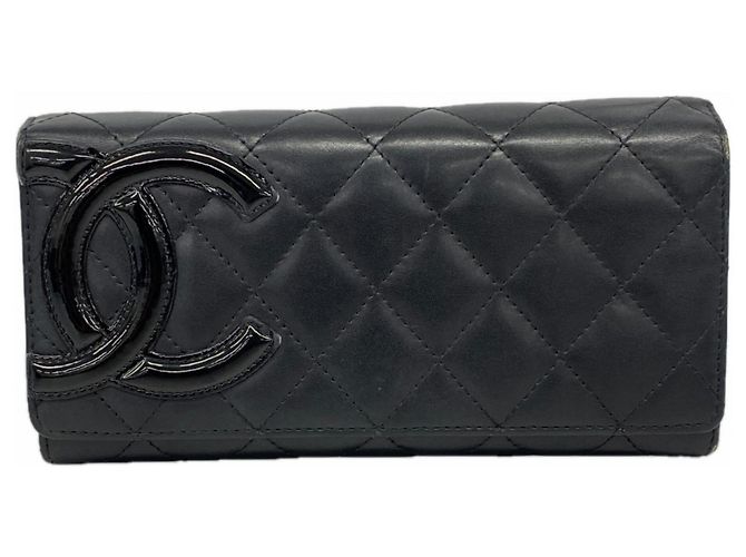 Chanel Cambon Lambskin Long Wallet Black