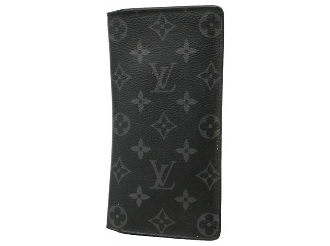 Portafoglio lungo Louis Vuitton Monogram Eclipse Brazza Nero