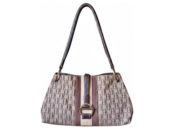 Carolina Herrera Borsa a Spalla Monogram Marrone Beige