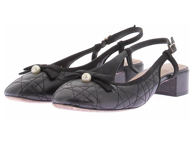 Dior Slingback pretas acolchoadas Preto