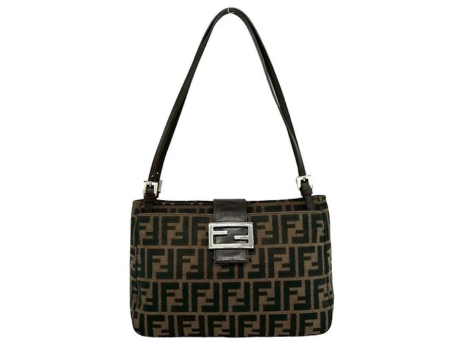 Fendi Vintage Zucca FF Pattern Handtasche Braun Schwarz