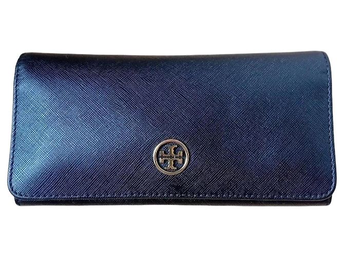 Portafoglio in pelle Tory Burch Blu scuro