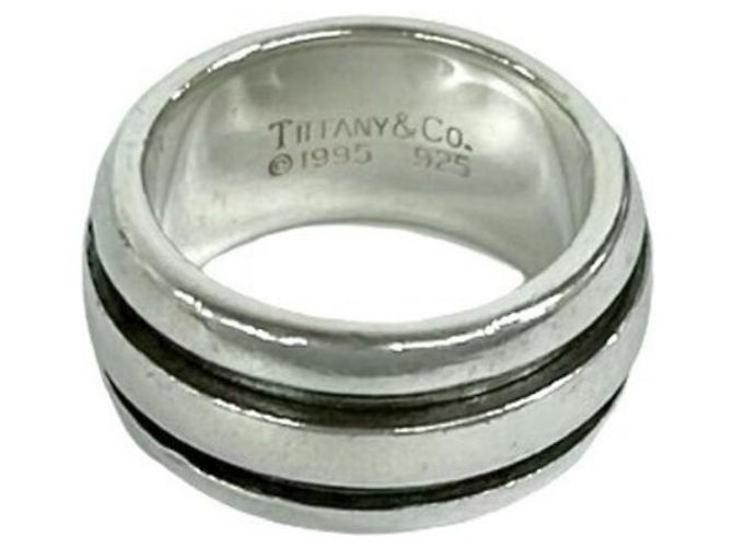 Tiffany & Co. Vintage Grooved Double Line Ring Silber