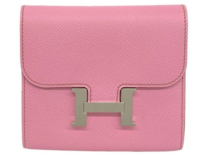 Hermès Hermes Constance Compact Bi-Fold Wallet Pink
