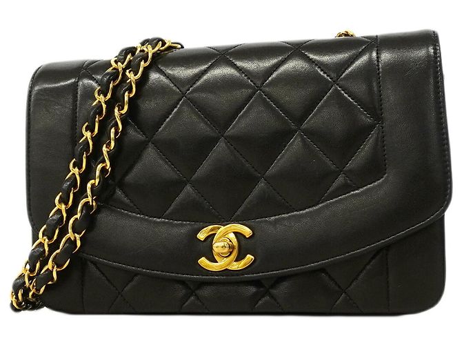 Bolsa de Alça de Corrente Chanel Diana Preto
