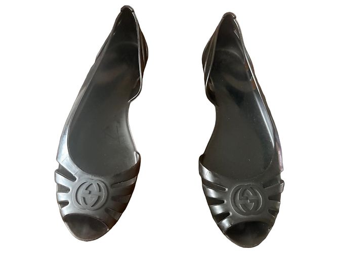 Gucci Sandali in gomma neri logo GG Nero