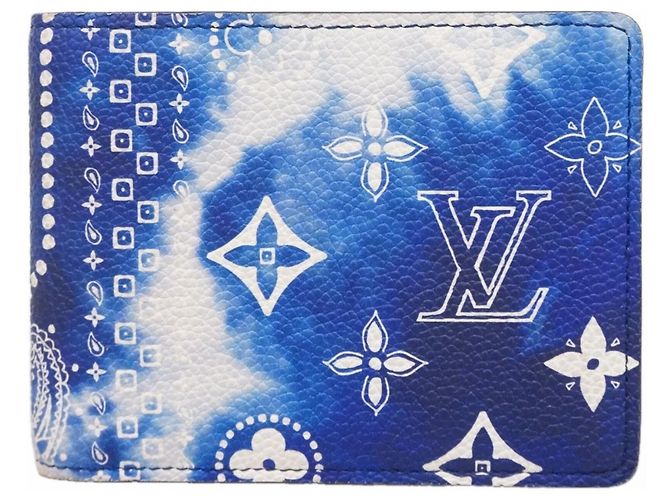 Portafoglio Louis Vuitton Monogram Bandana Slender Blu