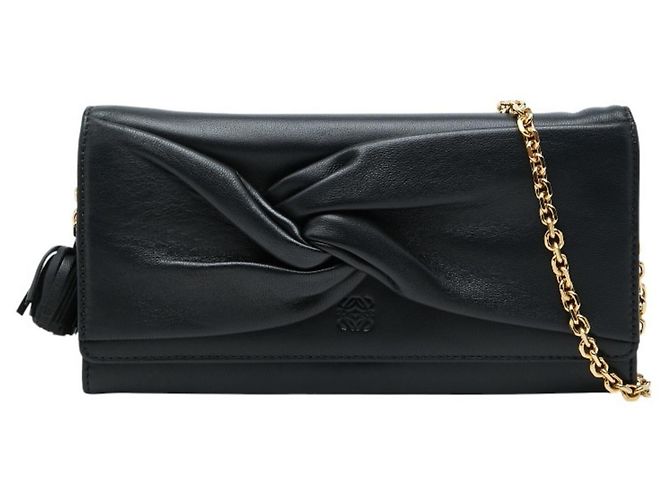 Portefeuille long Anagram en cuir noir Loewe