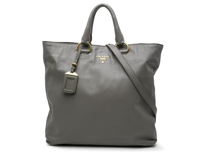 Tote Sac cabas Prada en cuir marron avec logo