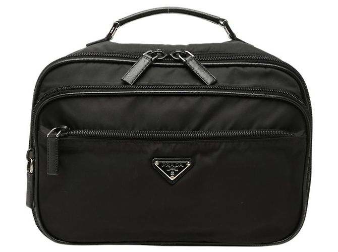 Sac de toilette avec logo plaque Triangle Prada Noir