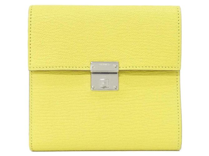 Hermès Cartera tríptico de piel de cabra Hermes Lime Dorado