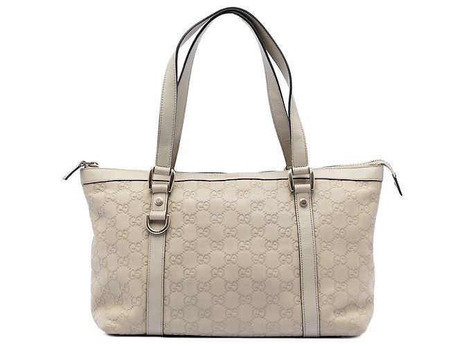 Gucci White Guccissima Abbey D Ring Tote Weiß