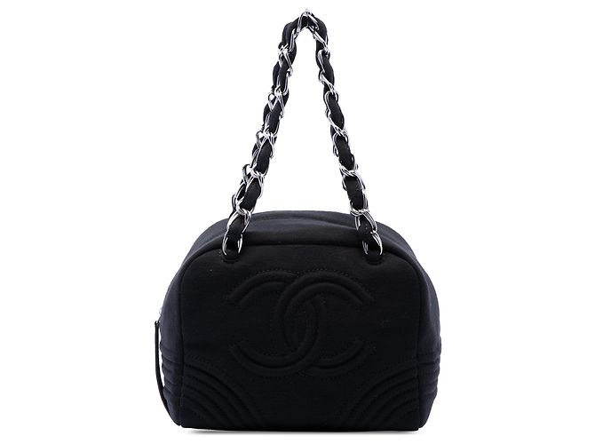 Borsa Chanel Black Small CC Jersey Bowler Nero