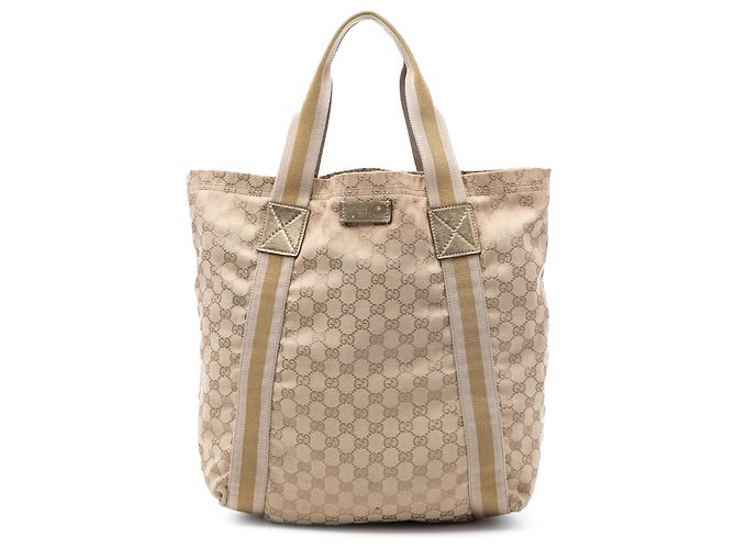 Gucci Beige GG Canvas Web Tote