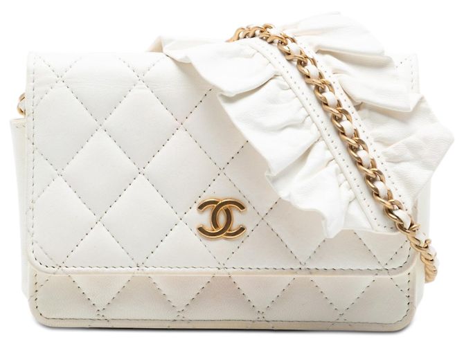 Wallet On Chain Cartera con cadena Chanel White Quilted Lambskin Romance Blanco