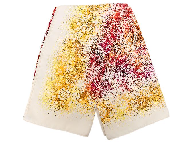 Lenço de seda Hermès White Indian Dust 90 Branco Cru